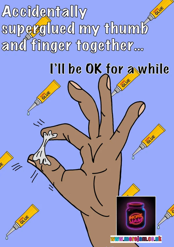 Superglue Dad Joke | Funny Joke Card | More Jam