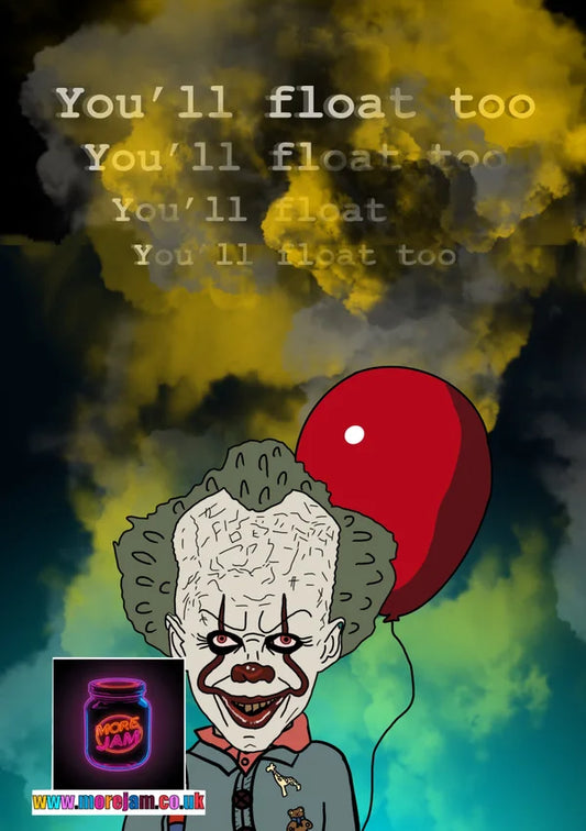 Tiny You'll Float Too | Funny Pennywise Halloween Card | More Jam