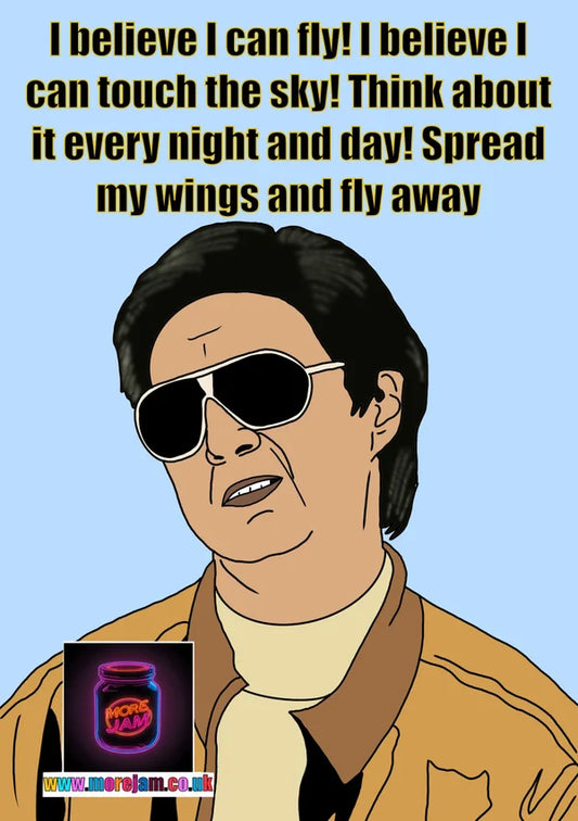 I Believe I Can Fly! Mr Chow | Funny 'The Hangover' Greetings Card | More Jam