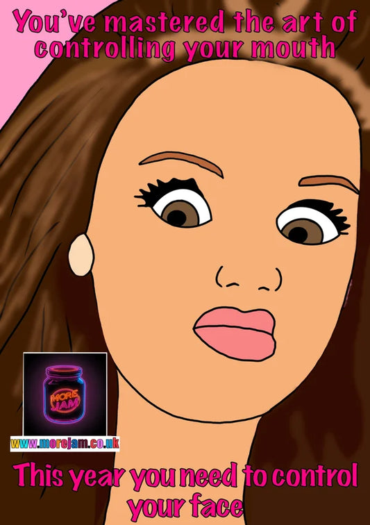 Control Your Face | Funny Any Occasion Barbie Card | More Jam