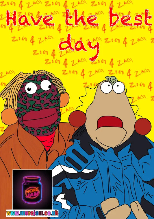Zig & Zag Have The Best Day | 90s Any Occasion Card | More Jam